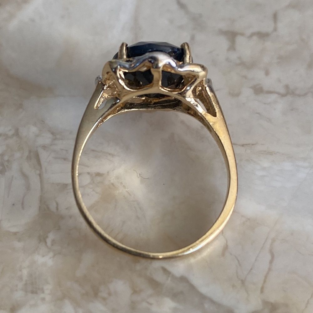 6.14 Carat Natural Blue Sapphire & Diamond 14K Gold Halo Ring GLA Certified - Picture 7 of 11
